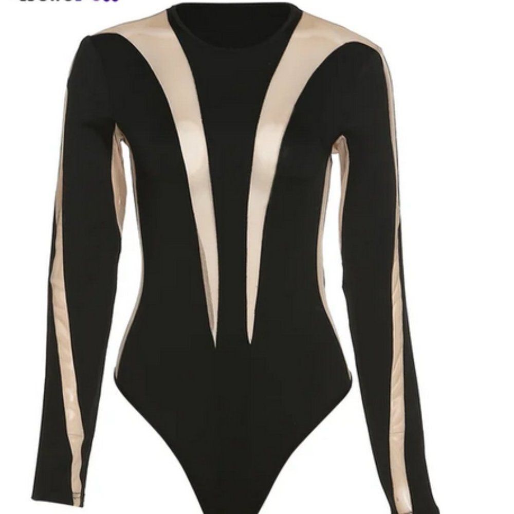 NWOTβBodysuit with Mesh Insets